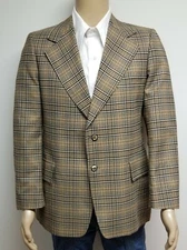 Vtg 60s 70s Mens ~ Curlee ~ Houndstooth PLAID BLAZER Jacket Sport Coat sz 40?