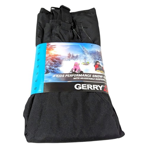 Gerry Kids Unisex Snow Bib Overalls SKI Black Size 4T Adjustable Insulated NEW