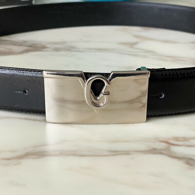 Gianne Vercase Vintage Belt Size 95/38 GIANNI VERSACE black leather belt w/ 3 gold tone loops size  main image 3