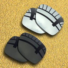 2 Pairs Polarized Lenses Replacement for-SPY Optic Cyrus-Solid Black Silver