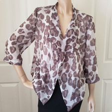 Women's Chico's Chiffon Cheetah Print 3/4 Sleeve Open Jacket