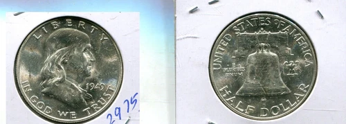 1949 D FRANKLIN SILVER HALF DOLLAR CH BU 2975T