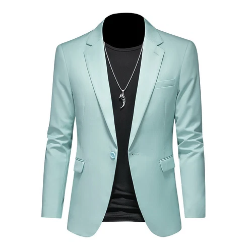 Herren Freizeit Business Slim Fit Formell Elegant Ein Knopf Blazer Jacke Anzug Mantel - Bild 30 von 38