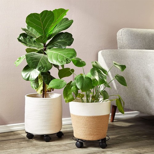 Metal Round Garden Plant Pot Stand Mover with Wheels Indoor Outdoor Pack of 3 - Picture 12 of 16