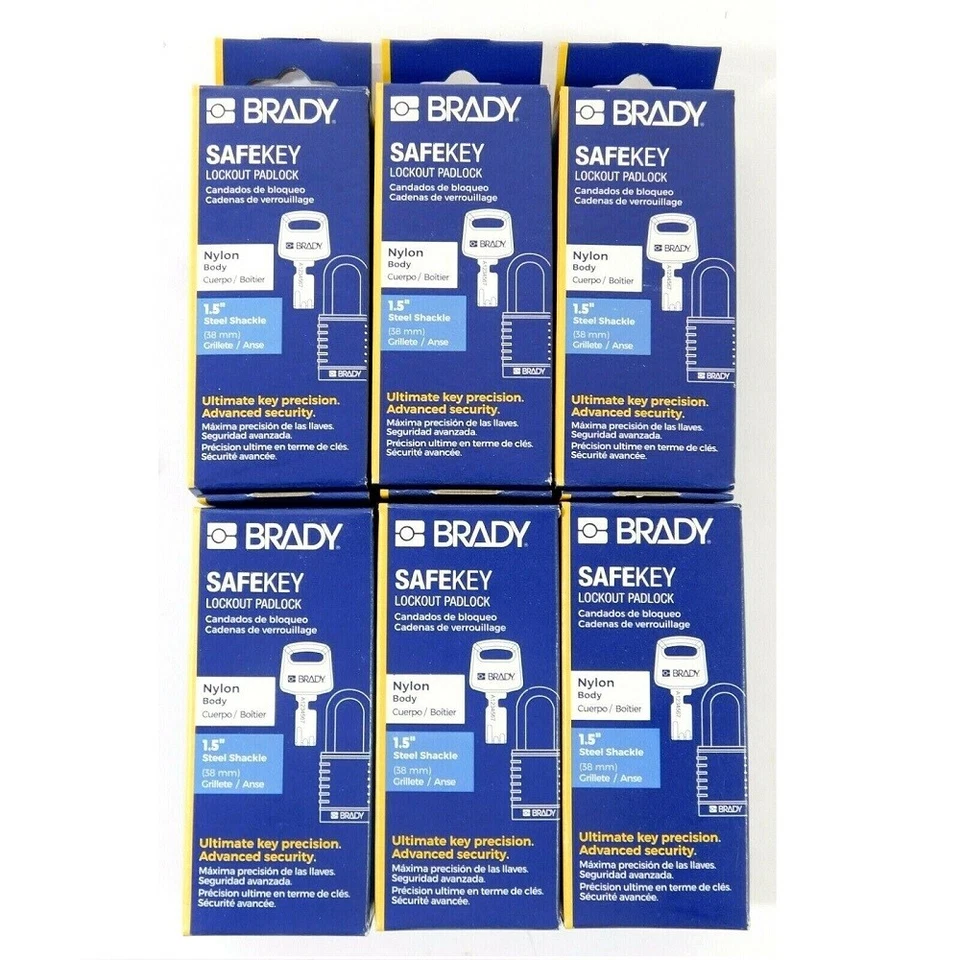 Brady NYL-YLW-38ST-KA6PK 1/4" Safety Padlock (Pack of 6) - Image 2 of 4