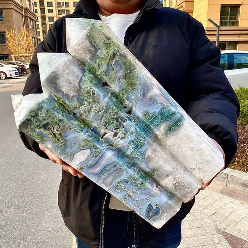 24.33LB Natural Water Grass Agate Column Quartz Multi pointed Column - 第 1/13 張圖片