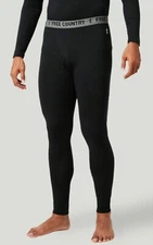 Mens Long Underwear Base Layer Pants Black 2 Pack Large