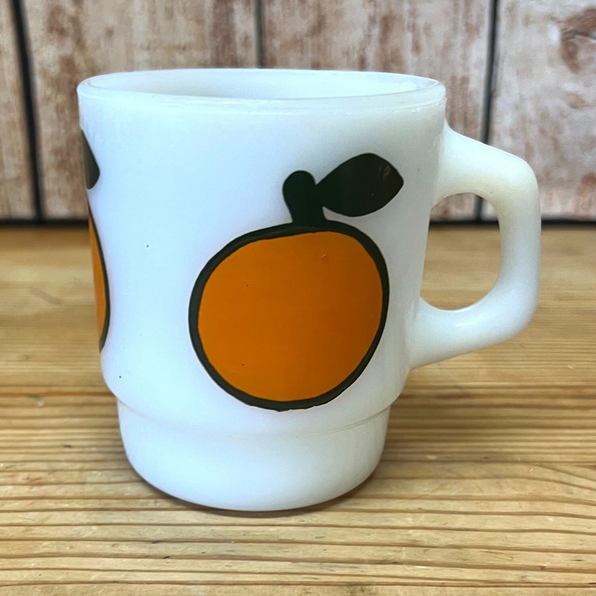 Vintage Fire-King 8 Ounce Milk Glass Coffee Mug Orange Super