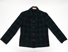 Pendleton Blazer Womens 10 Green Plaid Wool 4 Button Pockets Suit Formal