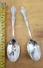 2 VTG 1959 GRAND ELEGANCE/SOUTHERN MANOR SILVERPLATED TABLE SPOONS 1 PIERCED 