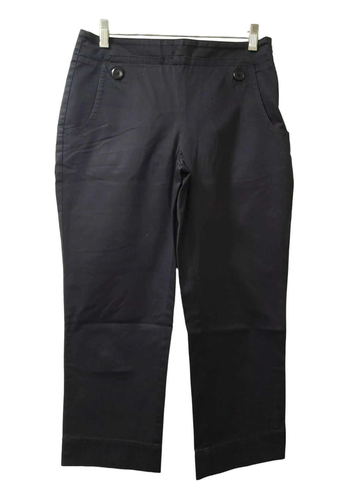 Talbots Stretch Capri, Black, Sailor Front, Pockets, Side Zip, Women's 4