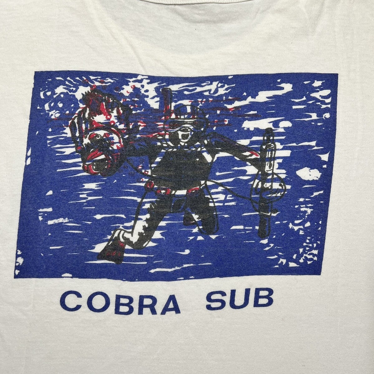 VTG 80s Cobra Sub Diver Colorful Graphic T-Shirt Sz L Single