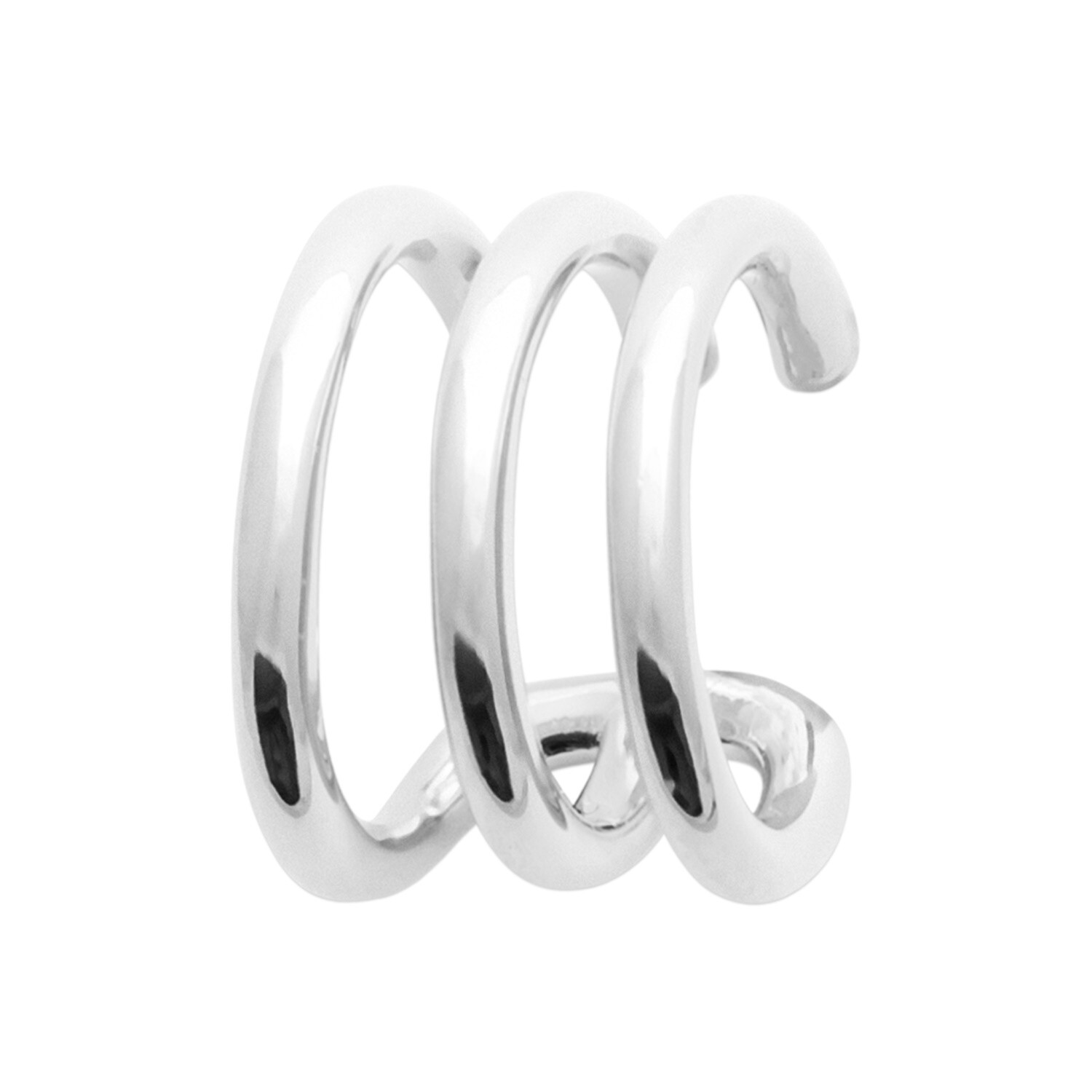 Bague d'oreille 3 rangs argent 925 poinçonné, faux piercing hélix ajustable pour femme