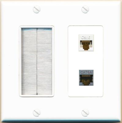 RiteAV CAT6 CAT6A with Brush Wall Plate [White]