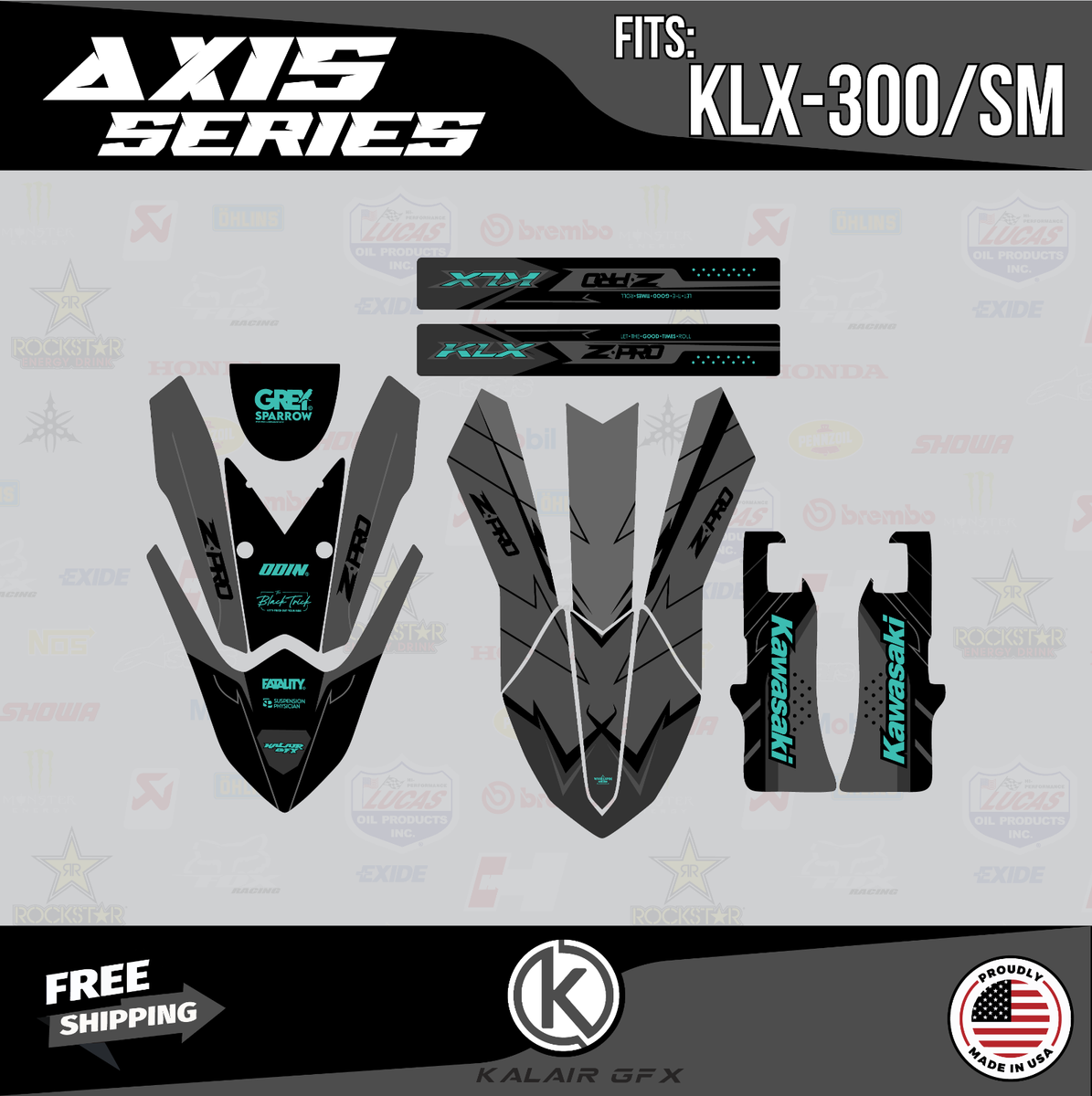 Graphics Kit for Kawasaki KLX300SM 2020 2021 2022 2023 Axis