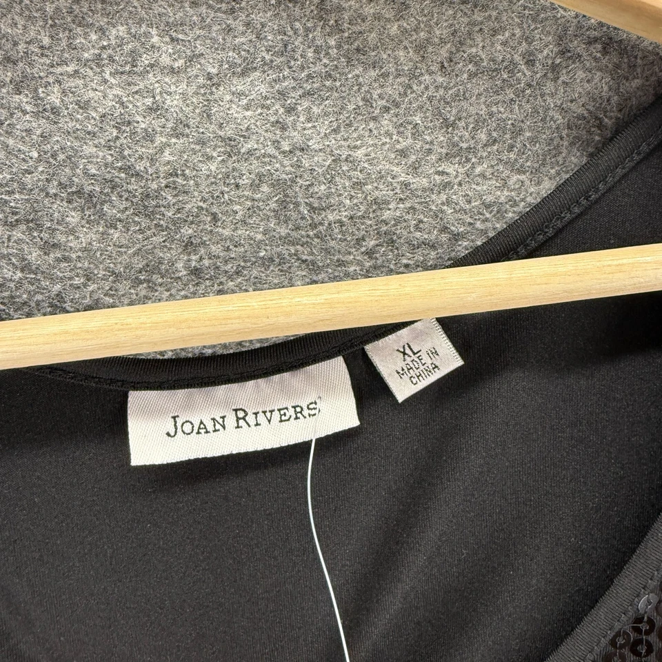 Blusa Joan Rivers Mujer XL Negra Sin Mangas Correa Ancha Lentejuelas Pullover Informal Foto 3 de 4