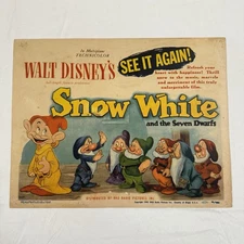 1943 Snow White And The Seven Dwarfs Original 11x14 Title Lobby Card Walt Disney