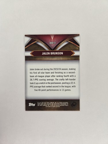 2024-25 Topps Chrome Jalen Brunson Ball of Duty rifrattore pallacanestro blu #BOD-5 - Foto 9 di 9