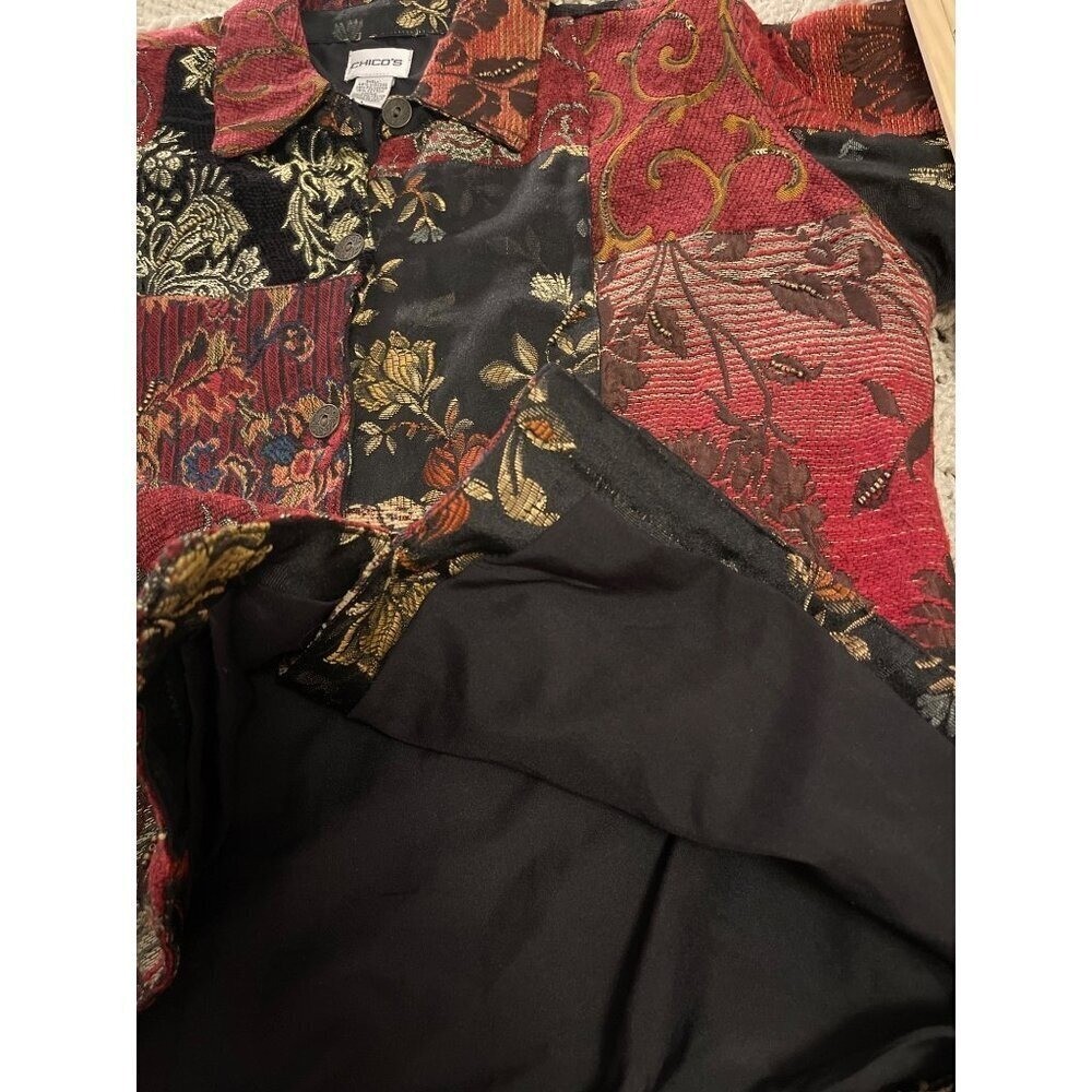 Chicos Patchwork Jacket Size 1 Multicolor Floral … - image 6