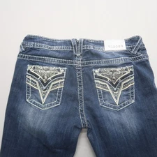 Vigoss Womens Dallas Capri Jeans Size 13 / 14 Dark Wash Western Flap Pockets