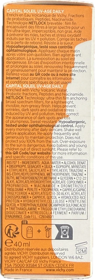 Vichy Capital Soleil UV-Age Daily Anti-Photoaging Fluid SPF50+ Sunscreen 40ml - Image 3 of 4