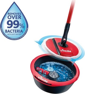 Vileda Spin & Clean System Wischmopp und Eimer Set mit 360° Spinnmop 
