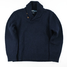 Polo Ralph Lauren Shawl Collar Fisherman Style Sweater Navy Sz. XL Pullover