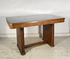 TAVOLO SCRIVANIA ART DECÒ ANNI 30/40 TABLE SCRITTOIO LEGNO RADICA VETRO