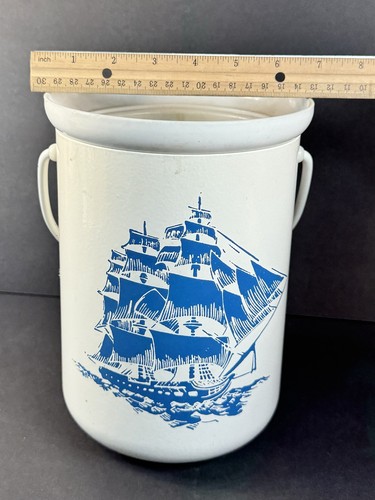 Vtg Style Enamel Style Nautical Pirate Boat / Sail Boat Decorative Bucket - Picture 13 of 13
