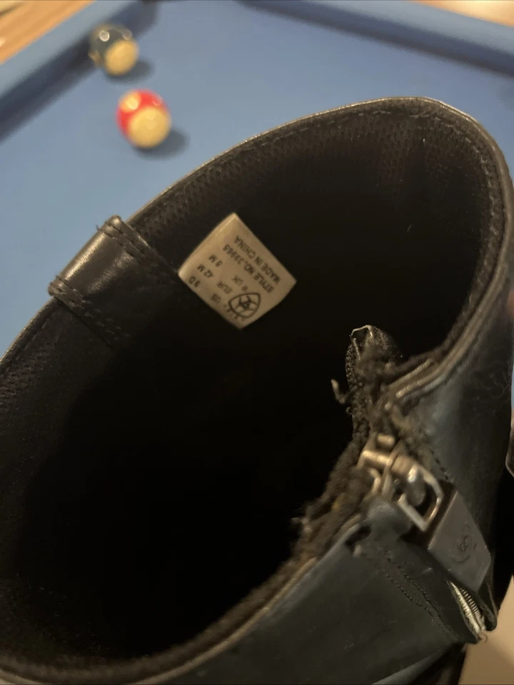 Мужские ботинки Ariat Carbide H2O Harness 9 D черные для езды на мотоцикле на западной стороне на молнии - Изображение 4 из 4