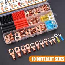110PCS Copper Wire Lugs AWG 2 4 6 8 10 12 14 16 Gauge Battery Terminal Connec...