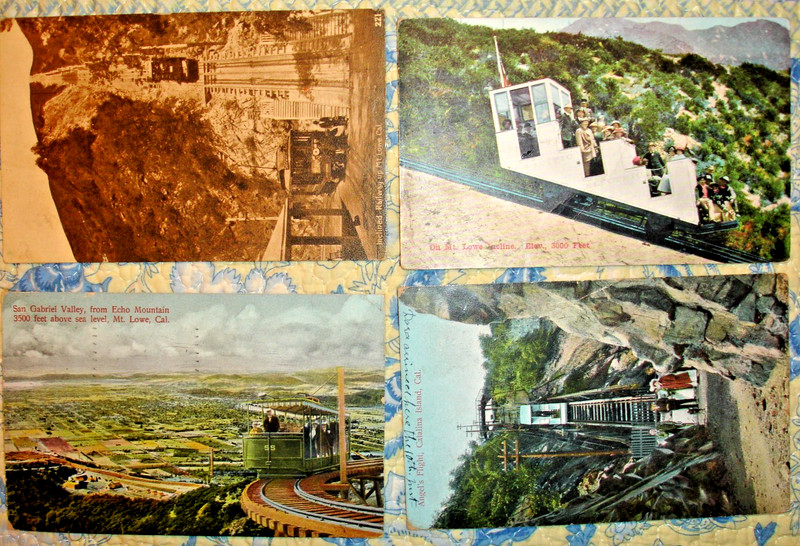 4-VERY RARE PACIFIC ELECTRIC RAILWAY MT. LOWE INCLINE POSTCARDS/1907-08/2-UNUSED