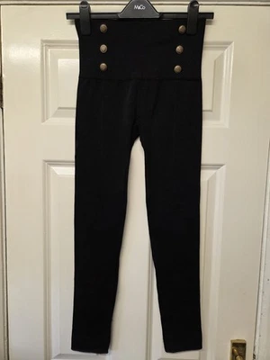 Hollywood Pants High Waisted Sailor Button Leggings Black S/M. VGC - Image 1 of 4