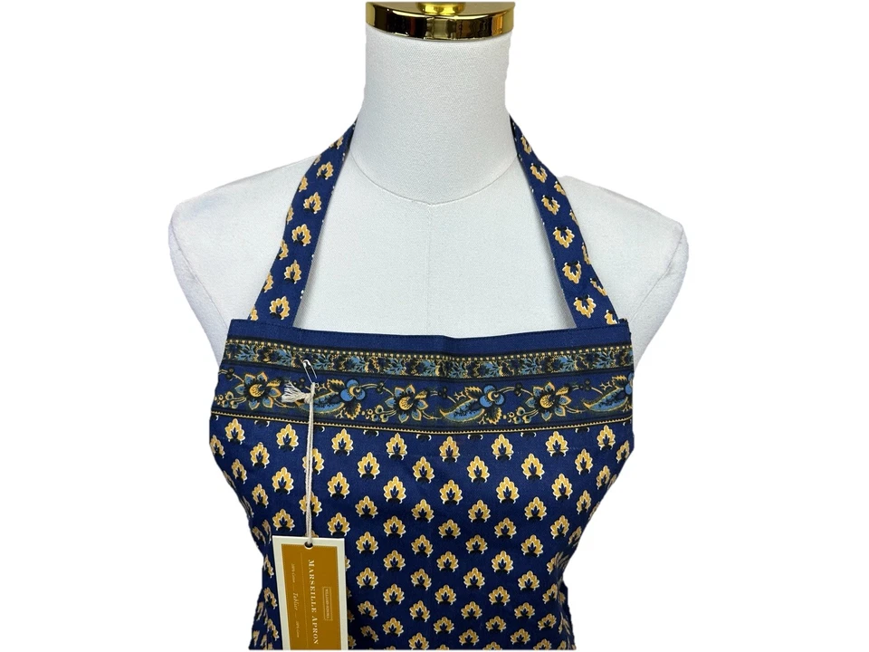 🇫🇷 Williams Sonoma French Country Marseille Apron Blue White Cotton NWT 🇫🇷 - Image 3 of 4