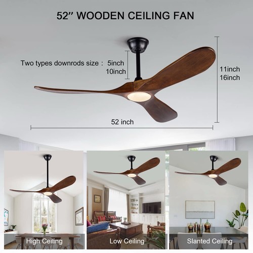BRAND NEW BOJUE 52" INDOOR/OUTDOOR CEILING FAN W/DIMMABLE LED LIGHT&REMOTE - Picture 2 of 6