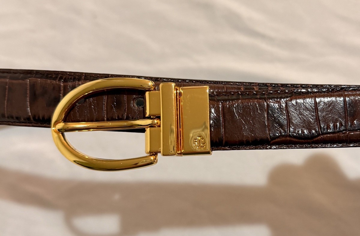 Ralph‎ Lauren Women\'s Brown Leather Alligator Embossed Belt in Size M Vintage Ralph Lauren Brown Leather Embossed | Mercari main image 2