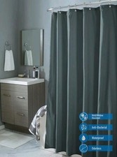 Bath Bliss  Shower Curtain  Microfiber Fabric  Charcoal  Diamond Pattern