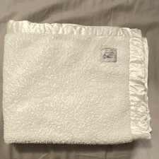 Little Giraffe White Plush Baby Blanket with Satin Trim, Easy Care