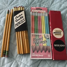 3 Vintage Pencil Sets - Pastel Writers Empire Berol Eagle Mirado -12 Milbro -12