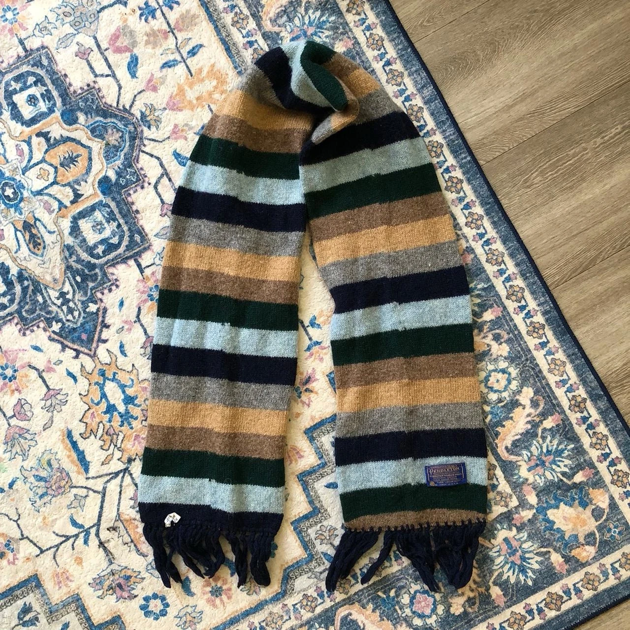 Pendleton Striped 100% Pure Virgin Wool Scarf Made in USA