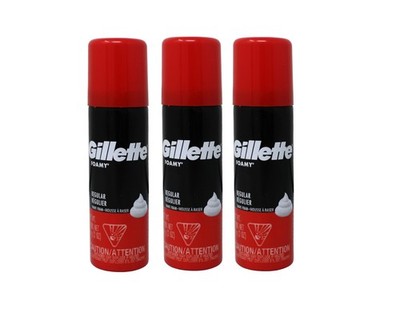 3 Pack of Gillette Foamy Regular Shave Foam, Travel Size 2 Ounce