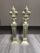 Two Elegant Vintage Brass Fire