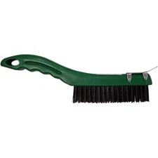 Dynamic 10" 4 x 16 Row Plastic Shoe Handle Tempered Steel Wire Brush w/Scraper