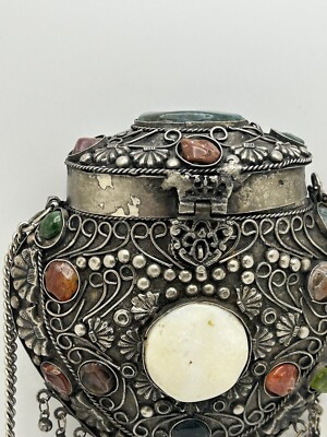 ヴィンテージ インド Sajai メタルバッグ 天然石 チェーンポシェット Vintage Sajai Silver Tone Metal Purse With Natural Stones Read | eBay