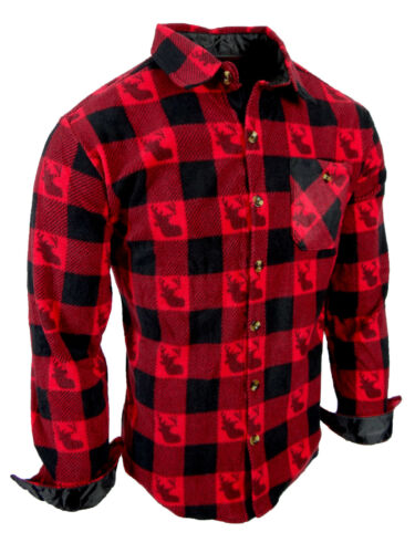 Flannel Plaid Shirt Mens Soft Fuzzy Fleece Deer Stretch Brawny No Tuck No Lining - Picture 12 of 15