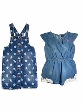 Girls size 4 denim dress and short romper wonder nation and us polo assn.