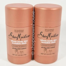 2 Shea Moisture Whole Body Deo Invisible Stick COCONUT HIBISCUS No Aluminum