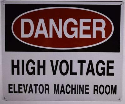 HIGH Voltage Elevator Machine Room Sign (Reflective, White 10x12)--REF24-1027