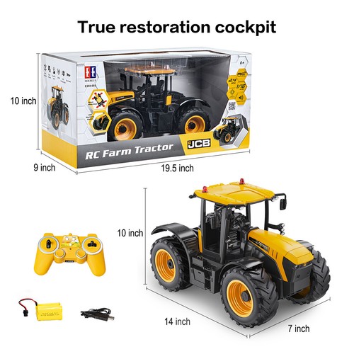 JCB Remote Control Car RC Farm Tractor Construction Vehicle With Lights