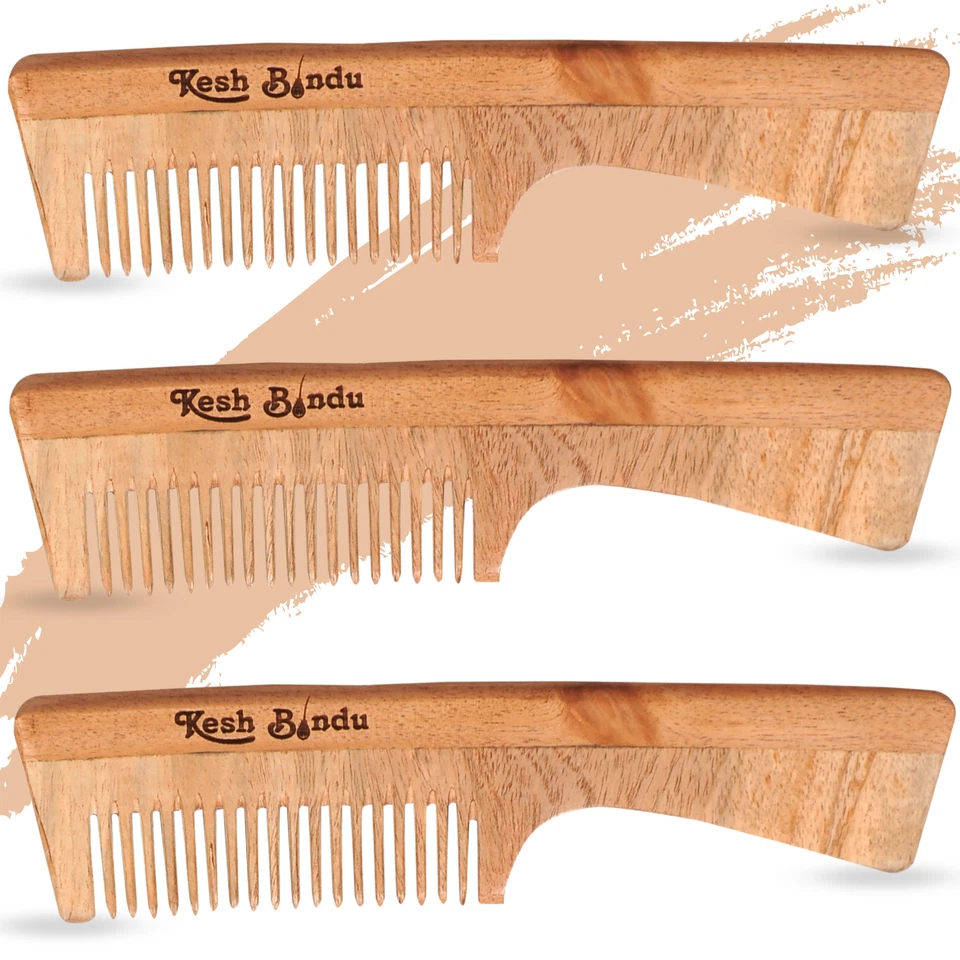 Neem Wooden Comb Wide Teeth for Healthy & Dandruff Free Scalp Massaging Comb - Image 2 of 4